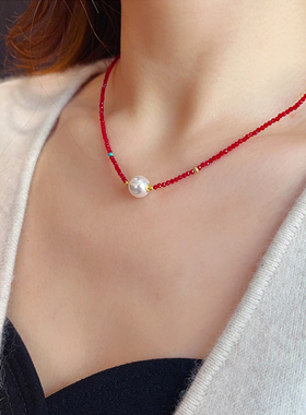 天然红玛瑙纯银高级感项链