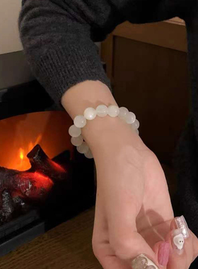 天然白月光石串珠水晶手链