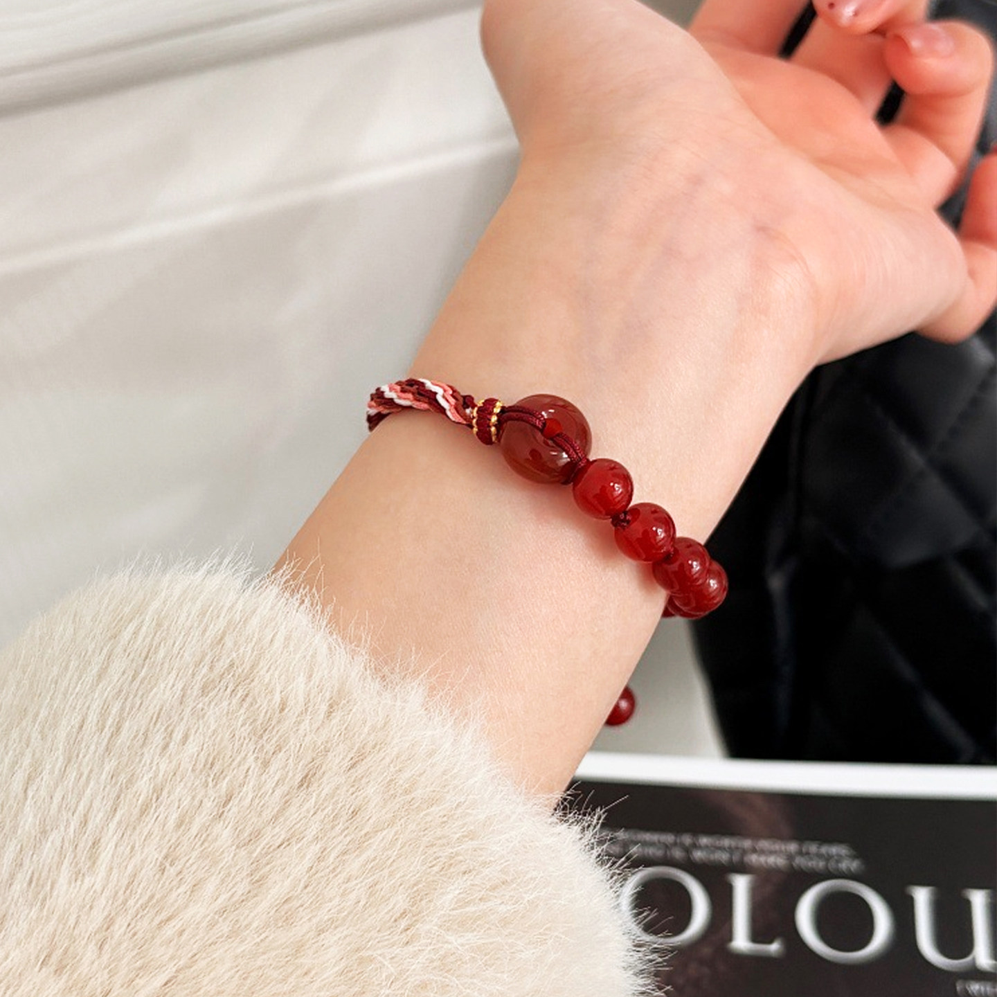 2026马年本命年红绳手链女款转运红玛瑙平安扣手工编织绳红色手绳,淘宝优惠券,粉丝福利购,淘宝优惠卷