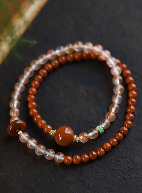 优质川料冰飘南红玛瑙手链