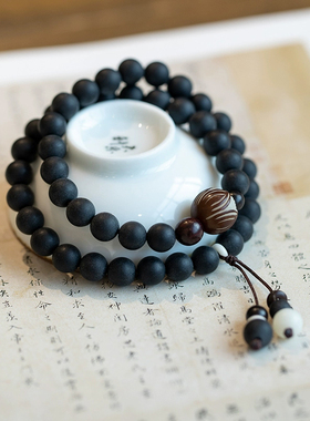 药珀檀木佛珠盘玩手串