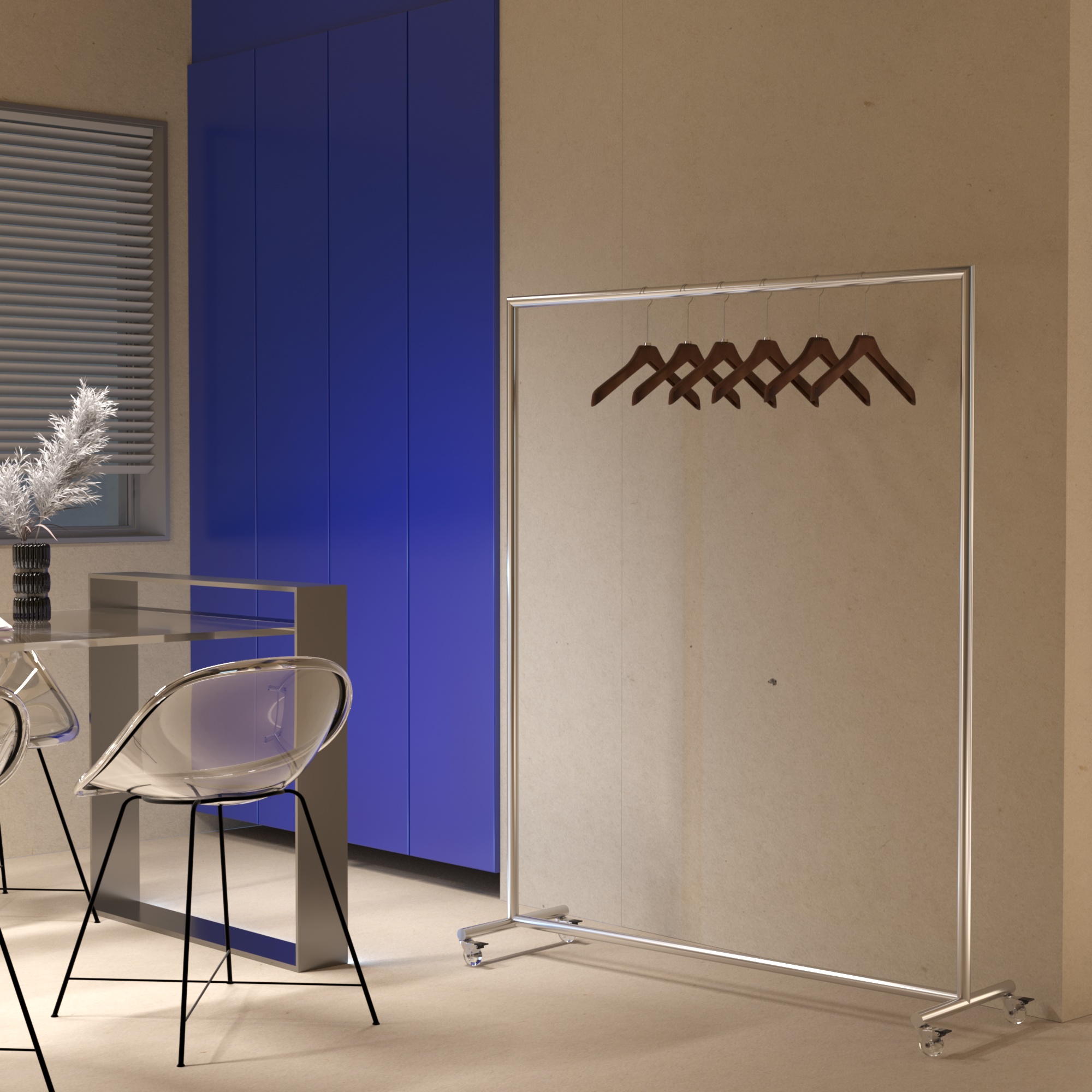 服装店展示架移动落地式货架男女装带轮挂衣架不锈钢晾晒衣帽架子 - 图0