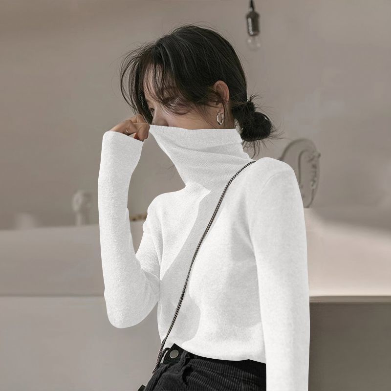 秋冬美拉德打底衫女慵懒风修身显瘦保暖长袖T恤大码内搭外穿上衣 - 图0