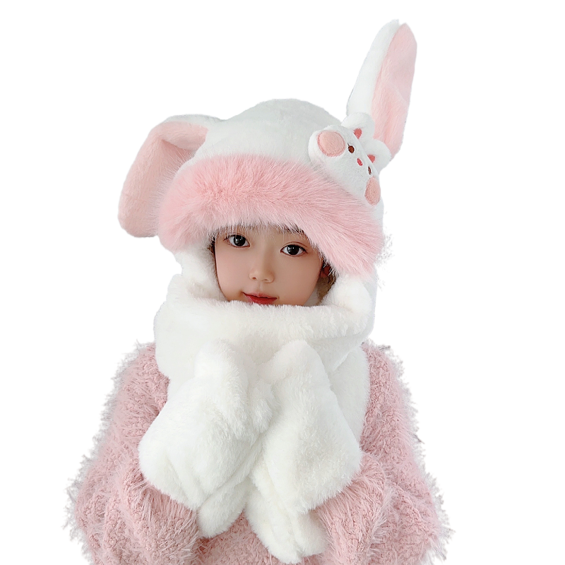 耳朵会动的帽子儿童秋冬帽子围巾一体帽可爱加厚男女童保暖毛绒帽,淘宝优惠券,粉丝福利购,淘宝优惠卷