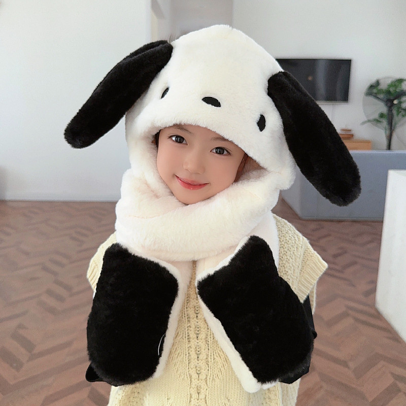 耳朵会动的帽子儿童秋冬帽子围巾一体帽可爱加厚男女童保暖毛绒帽,淘宝优惠券,粉丝福利购,淘宝优惠卷