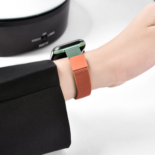 适用苹果手表S11applewatchS11/10/9小蛮腰米兰尼斯纤细表带iwatch8/7/6/5高级金属不锈钢SE表带壳套装小众女 - 图2