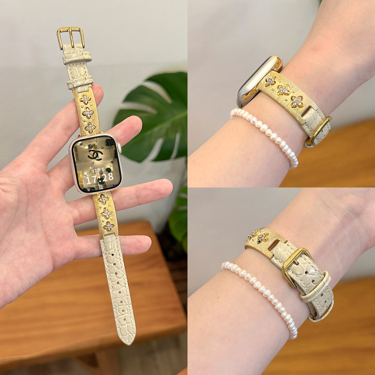 适用applewatchS10布契拉提手镯拼皮表带iwatch9/8/7/se/6气质小众苹果手表S11不锈钢小蛮腰细款真皮腕带女夏,淘宝优惠券,粉丝福利购,淘宝优惠卷