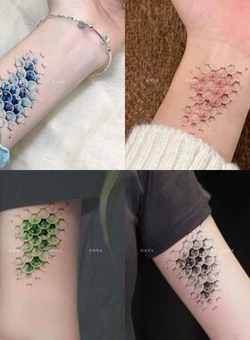 黑暗人鱼美学黑色钻石鳞片唯美浪漫海洋鱼鳞纹身贴