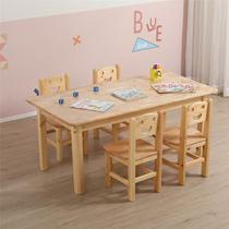 Early teaching and chairs kindergarten children solid wood fine art training course table elementary school childrens desk and chairs coaching class training desk