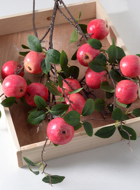 仿真绿植6头大苹果家居摆件发财果人造苹果装饰造景摄影道具
