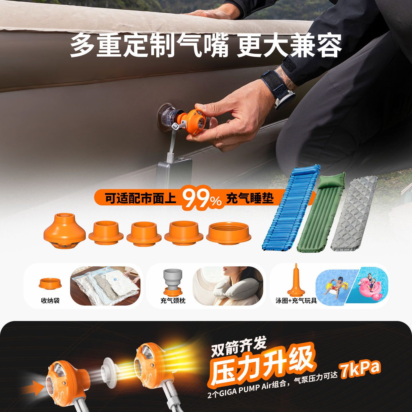 一宿aerogogo联名迷你充气泵轻量便携式电动充抽气露营睡垫游泳圈,淘宝优惠券,粉丝福利购,淘宝优惠卷