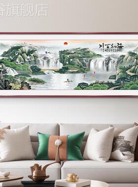 网红海百川客厅挂画水式沙发背景墙装纳饰画山画办室公风中景壁画