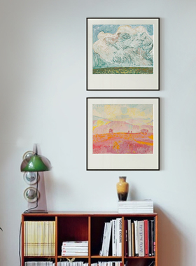 网红丘画山生活欧装饰画印象派艺术挂画民宿卧式餐厅北治愈田园风