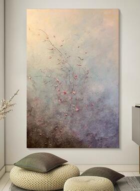 网红侘寂风梅厅花绘油画花卉手孤傲寒梅大幅客装饰画入户玄关肌理