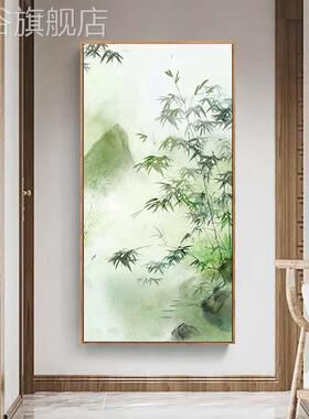 网红大芬国村手绘油画安新中风竹报全墨色绿厅装饰画入口客竹林山