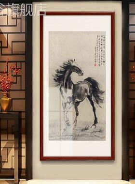 网红入户关室画竖版悲鸿骏玄徐马图马成功挂到画中式八骏图办公装