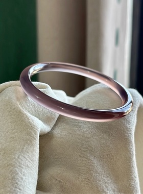 天然玛瑙手镯高冰透玉髓细圆条叮当镯子干枯玫瑰闺蜜紫罗兰玉镯女