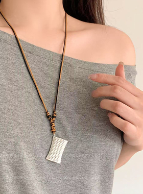 简约经典系列编织筐项链女游牧风可调整小众高级感单耳酒壶毛衣链