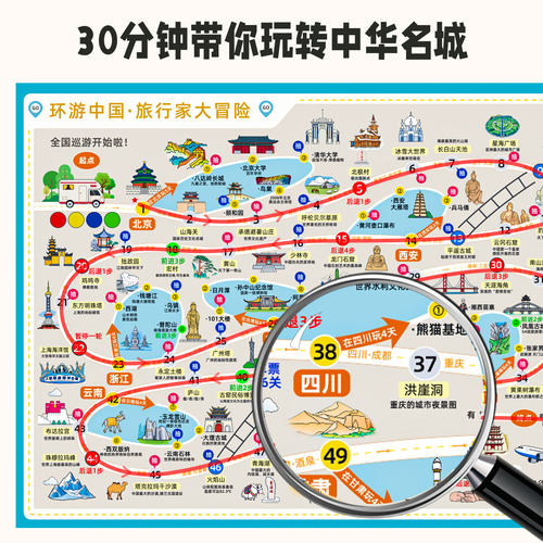 环游中国地理飞行棋儿童旅行便携玩具家庭亲子互动小游戏益智桌游 - 图0