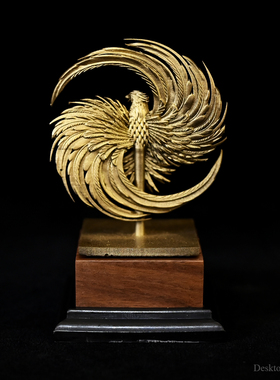 龙飞兔舞 100MM 桌面装饰品树脂摆件  金色飞鹰摆件 LTCP-410/3D