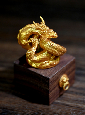 龙飞兔舞 摆件工艺品 家居办公饰品 树脂摆件金色盘龙LTCP-092/3D