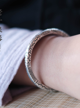 老寸银器复古风情侣足银999满雕