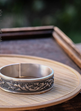 老寸复古女999银手工银手镯