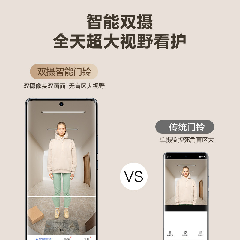 萤石（EZVIZ）EP3x+双摄可视门铃室内智能猫眼 - 图0