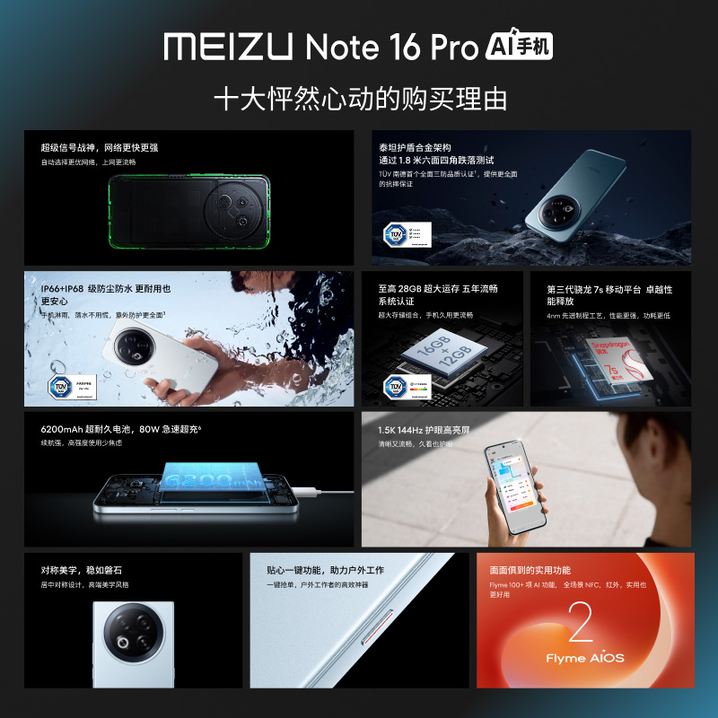 15%  ٷӪMeizuNote16 Pro AIֻƷٷ콢ͨ6־ս1274.15Ԫ