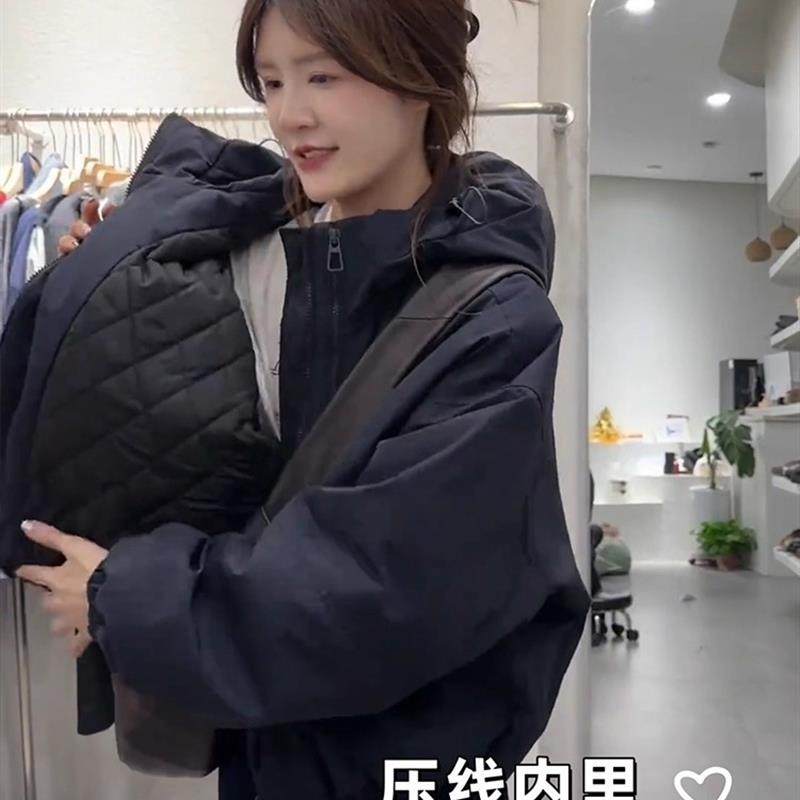 夹棉加厚连帽棉服女短款2025年新款百搭小个子爆款冲锋衣冬季外套,淘宝优惠券,粉丝福利购,淘宝优惠卷
