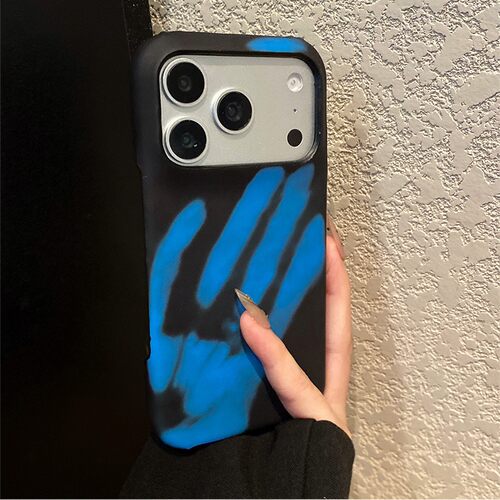 温感变色适用苹果17手机壳opporeno15简约vivos50华为pura80纯色mate70黑变蓝小米14创意红米k90荣耀x70i硬壳 - 图0