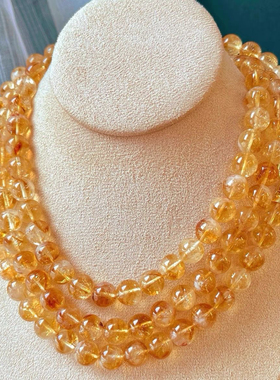 巴西黄水晶项链女款锁骨链简约百搭饰品礼物送女友闺蜜生日礼物