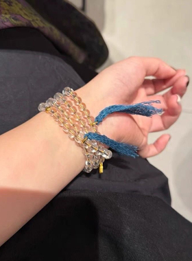 新款天然白水晶108颗念珠项链女款手链轻奢简约闺蜜礼物饰品diy