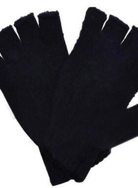 Fashion  Black Short Half Finger Fingerless Wool Knit Wrist