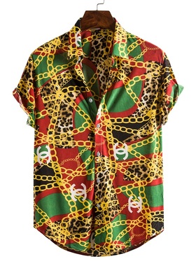 Men's Short Sleeve Male Shirts for Mens Social Luxury Man De