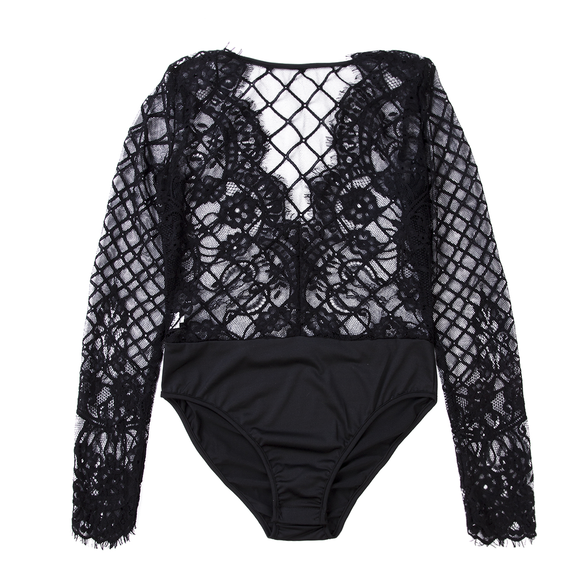 See-through Sexy Lace Sheer Bodysuits Women Leotard Tops Fem-图3