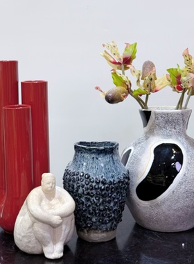 美瓷物语B161外贸出口陶瓷花瓶 鲜花花瓶 北欧风 中古 孤品 微瑕