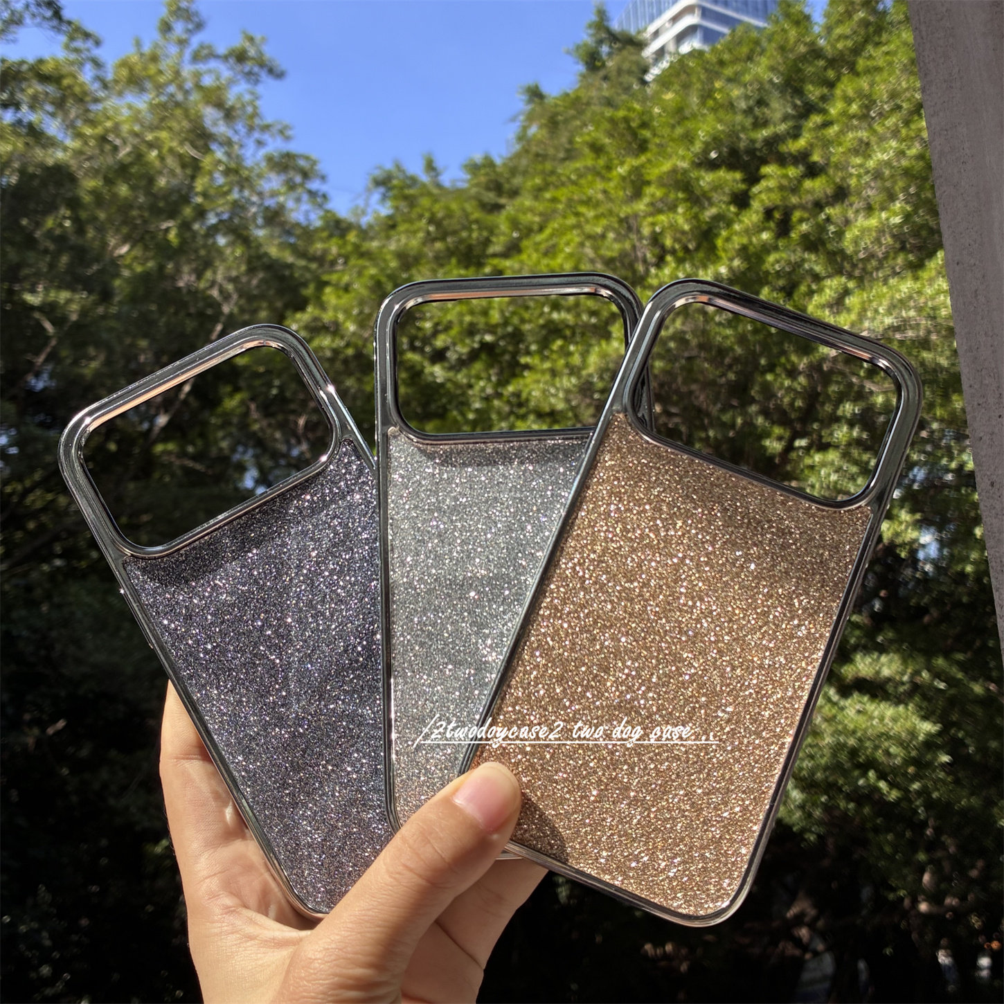 梦幻紫蓝色调17promax手机壳电镀银色边框亮晶晶银色奢华金色16pro/15/13PRO/12新款时尚小众闪粉贴纸背面壳,淘宝优惠券,粉丝福利购,淘宝优惠卷