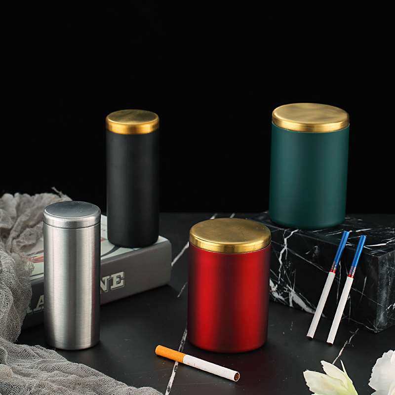 粗细都可以！不锈钢烟罐带盖香烟存放储存罐茶叶家用车载便携烟盒_虎窝淘