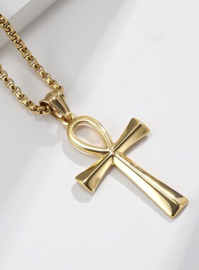 NG安卡十字架生命之符钛钢项链