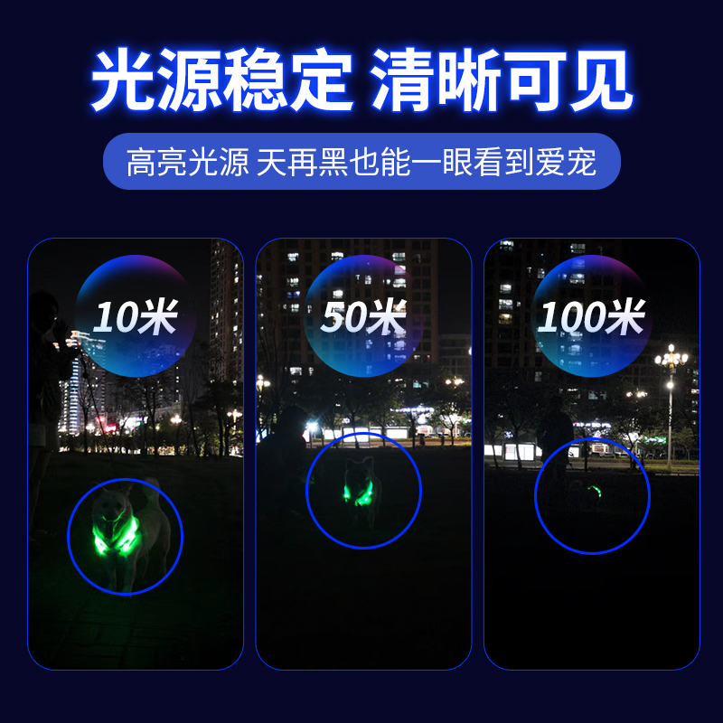 狗狗发光狗项圈宠物夜光遛狗灯发亮充电狗圈颈圈夜间大型犬小型犬-图3
