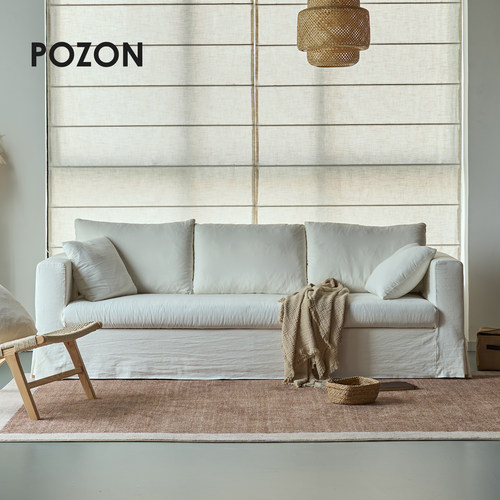 POZON朴琢/风晤沙发侘寂风布艺可拆洗棉麻客厅小户型直排三人位 - 图1