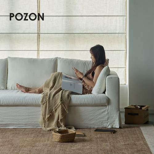 POZON朴琢/风晤沙发侘寂风布艺可拆洗棉麻客厅小户型直排三人位 - 图2
