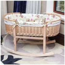 Rattan-knitted newborn portable basket for outdoor environment Eco-friendly Child Bed Sleeping Basket Rocking Baby Basket On-board Baby Lift Basket