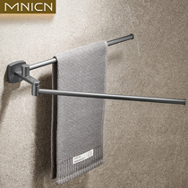 Rotary towel rack free of punch 304 stainless steel washroom active double bar wash bench gun grey bathroom towel hanging