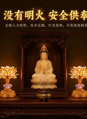 七彩莲花灯家用可插电供佛灯佛前供灯佛堂贡灯供奉观音菩萨长明灯