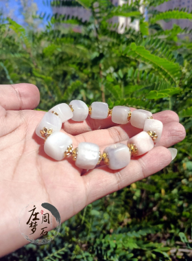 庄周梦石 蓝天白云手串樱花白佘太玉天然玉石百搭新品手串文玩