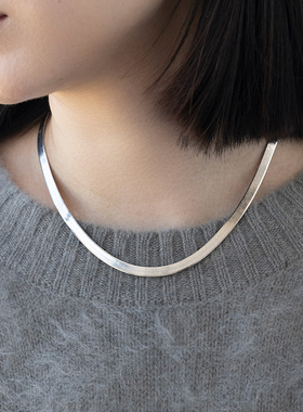 JCJ时装珠宝HighJewelPlay系列925银金银色百搭宽蛇骨链叠戴项链