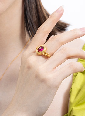 jcj时装珠宝蓝宝石粗链戒指