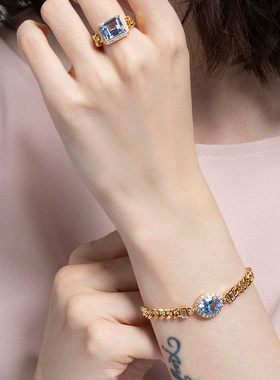 jcj时装珠宝仿海蓝宝锆石套组
